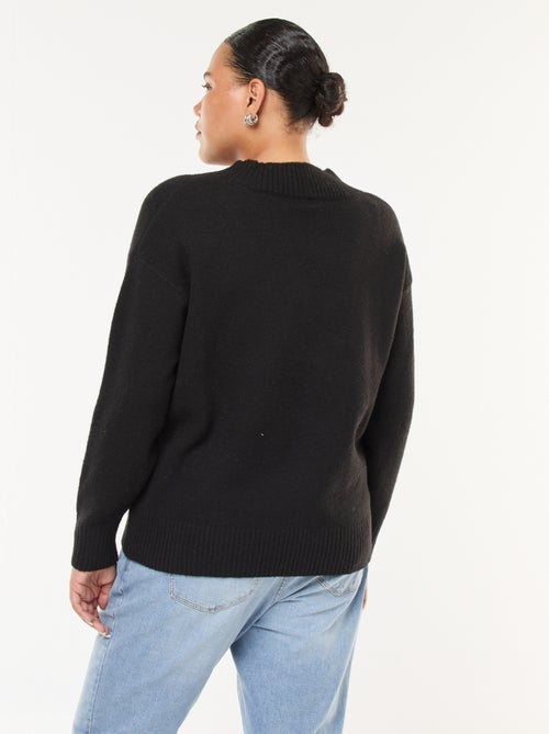 Pull en maille épaisse avec col V - Kiabi