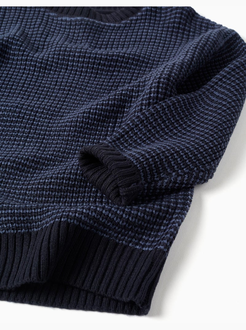 Pull en maille épaisse avec épaules tombantes Bleu foncé - Kiabi