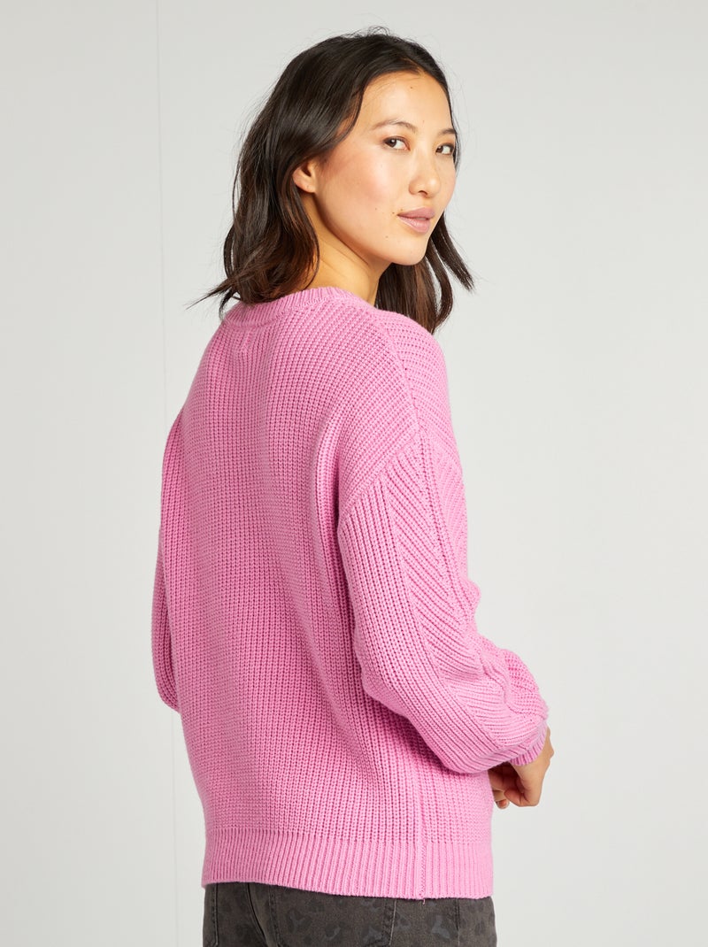 Pull en maille épaisse Rose - Kiabi