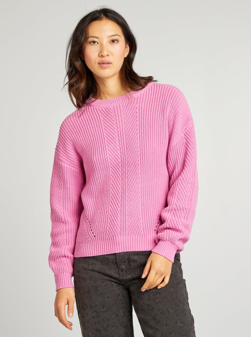 Pull en maille épaisse Rose - Kiabi