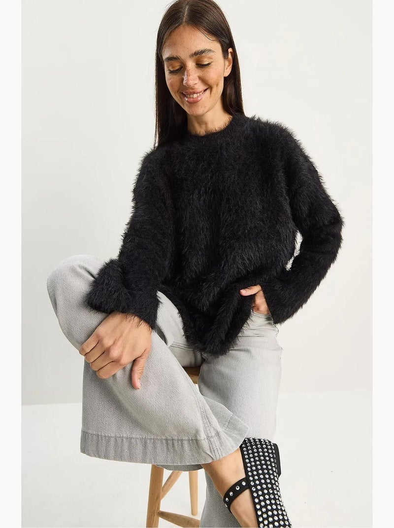 Pull en maille épaisse texturée coupe décontractée lucci Noir - Kiabi