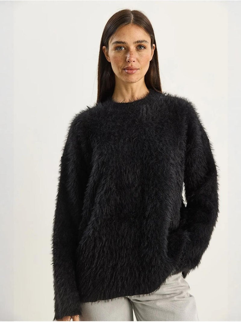 Pull en maille épaisse texturée coupe décontractée lucci Noir - Kiabi
