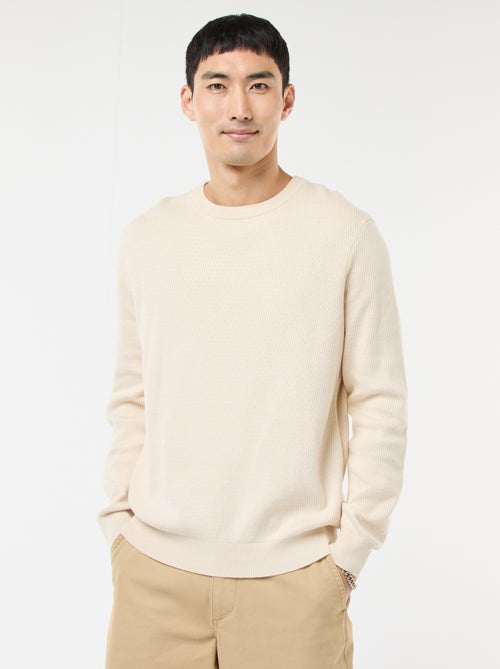 Pull en maille fantaisie à col rond - Kiabi