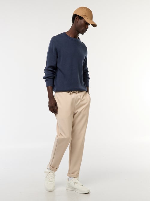 Pull en maille fantaisie à col rond - Kiabi