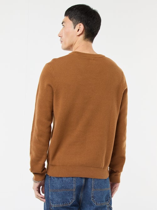 Pull en maille fantaisie à col rond - Kiabi