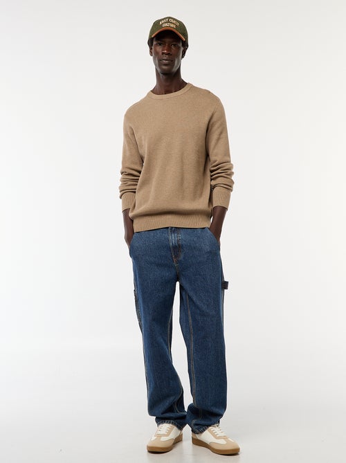 Pull en maille fantaisie à col rond - Kiabi