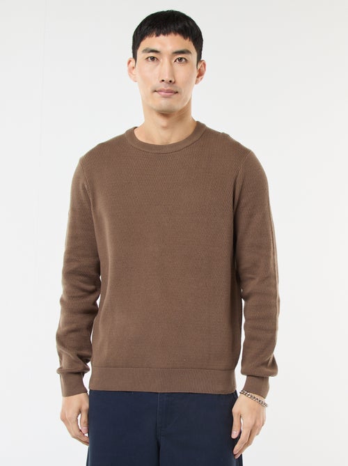 Pull en maille fantaisie à col rond - Kiabi