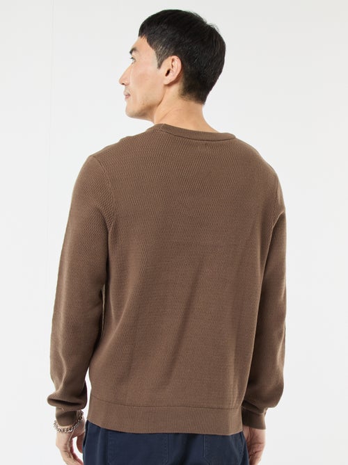 Pull en maille fantaisie à col rond - Kiabi