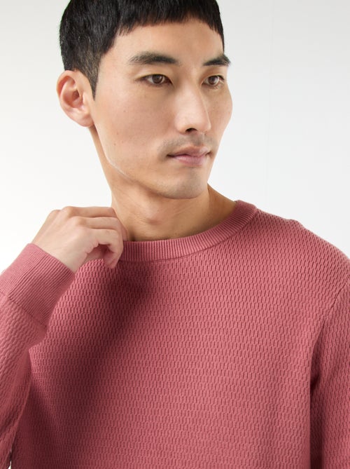 Pull en maille fantaisie à col rond - Kiabi