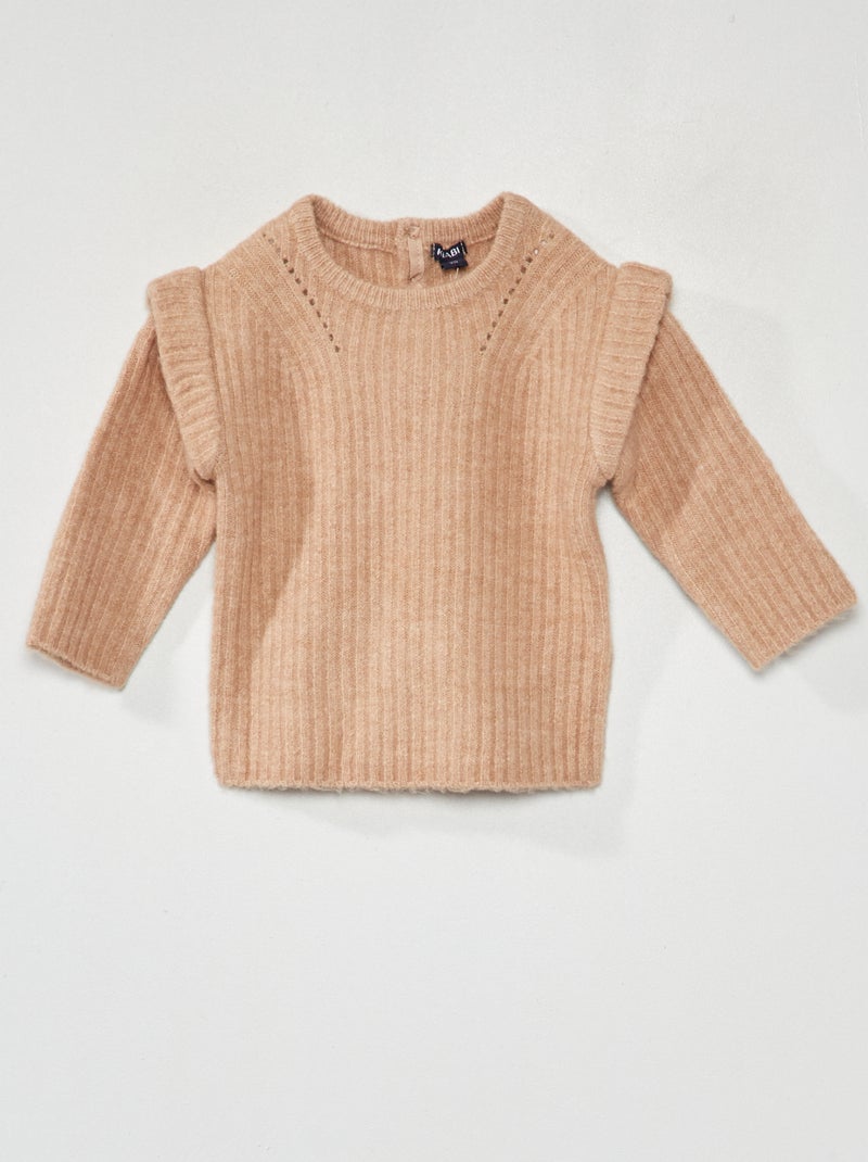Pull en maille fantaisie Beige - Kiabi
