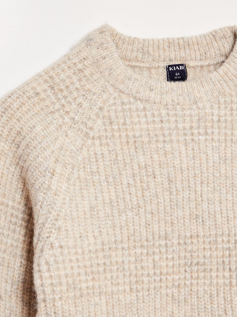 Pull en maille fantaisie Beige - Kiabi