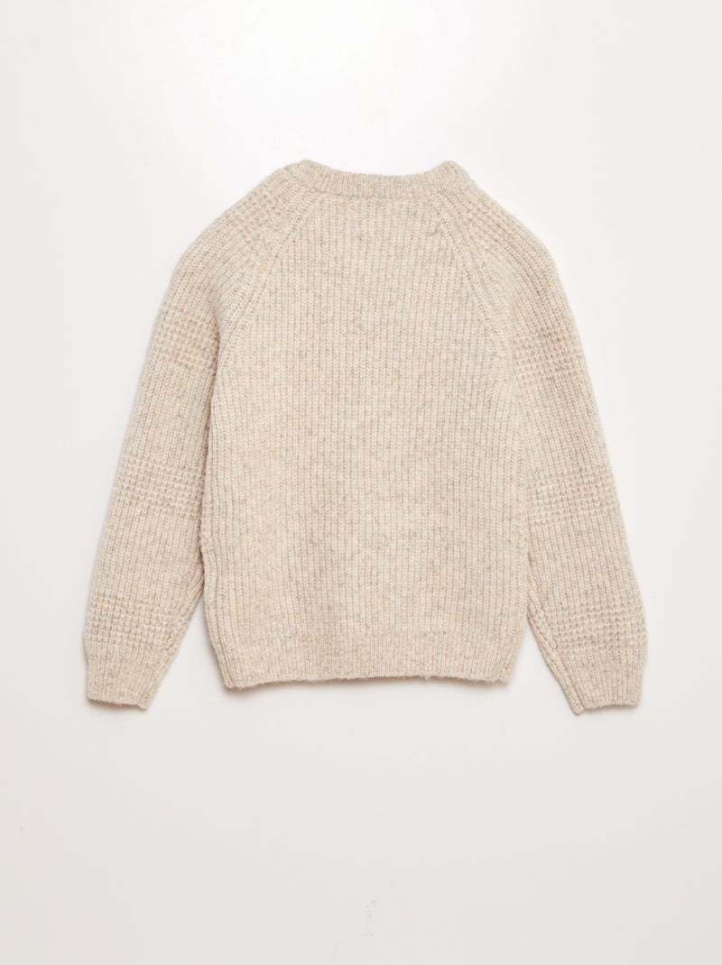 Pull en maille fantaisie Beige - Kiabi