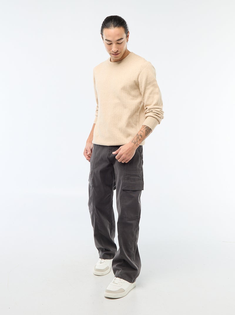 Pull en maille fantaisie Beige - Kiabi