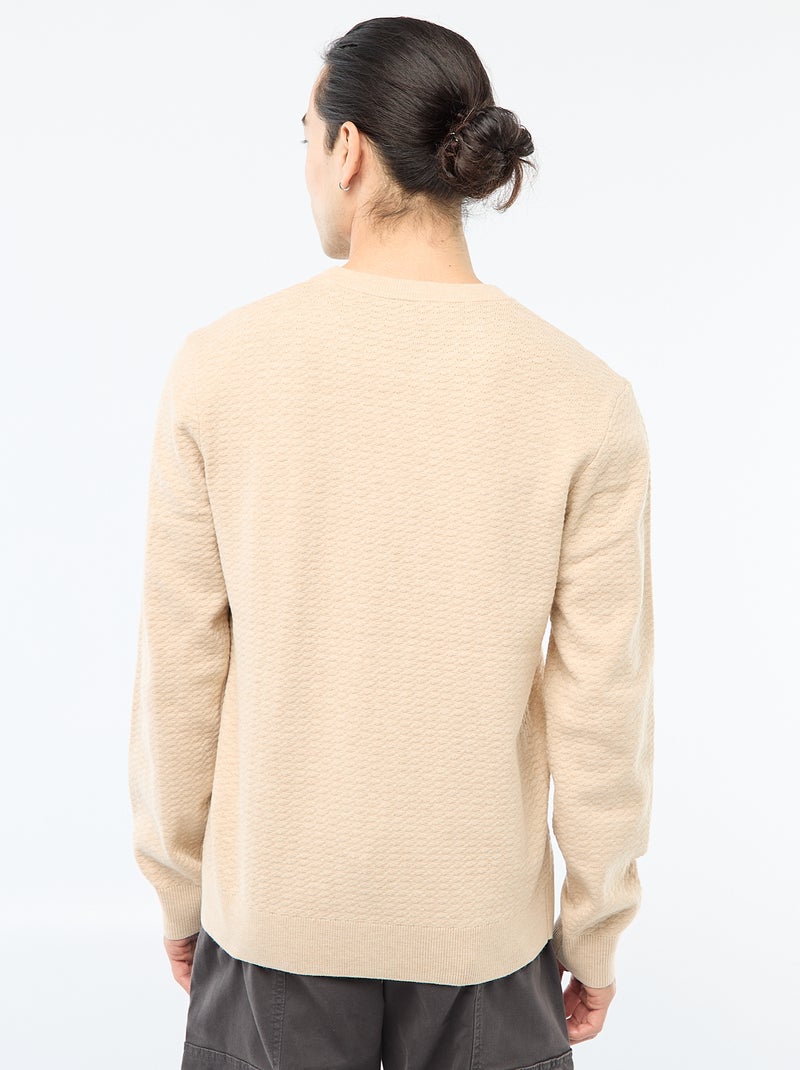 Pull en maille fantaisie Beige - Kiabi