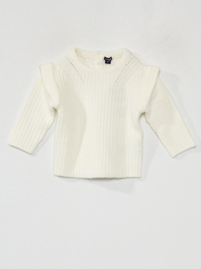 Pull en maille fantaisie blanc - Kiabi