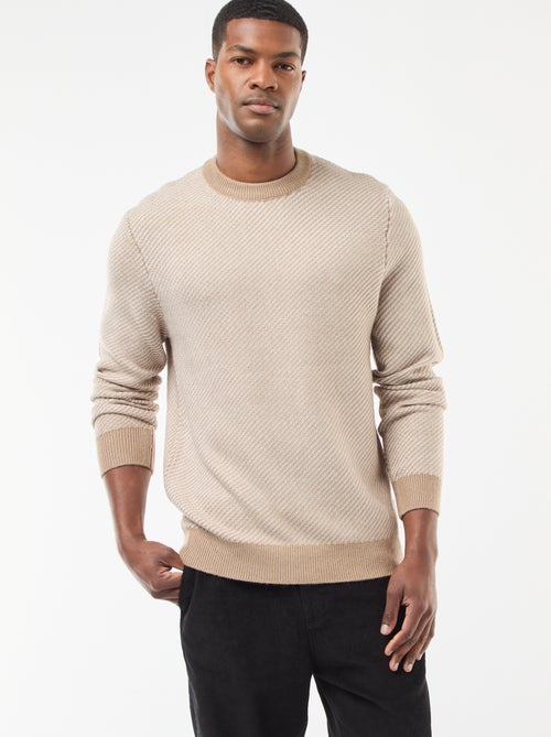 Pull en maille fantaisie col rond - Kiabi