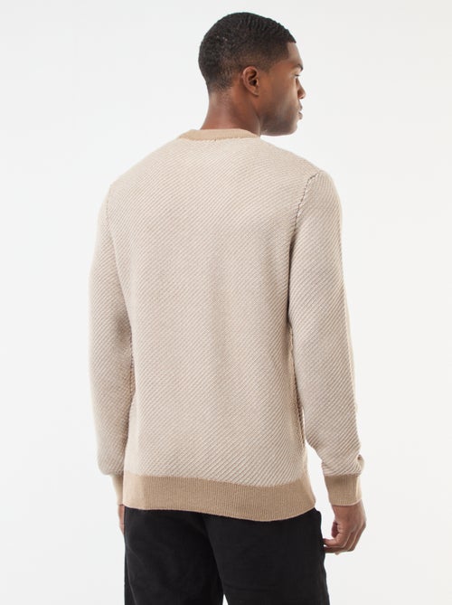 Pull en maille fantaisie col rond - Kiabi
