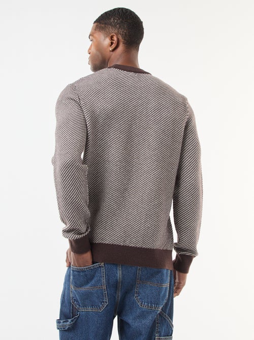 Pull en maille fantaisie col rond - Kiabi