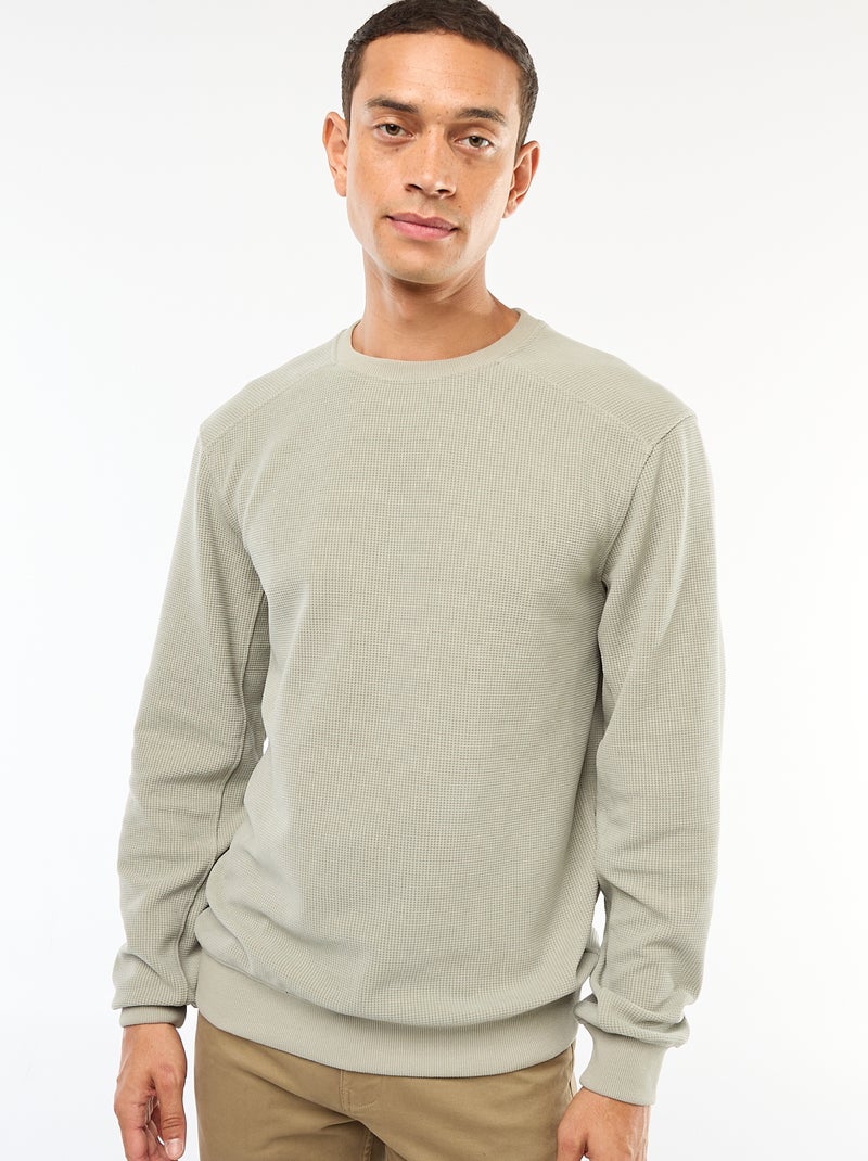 Pull en maille fantaisie coupe regular Vert - Kiabi