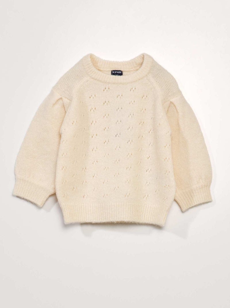 Pull en maille fantaisie Crème - Kiabi