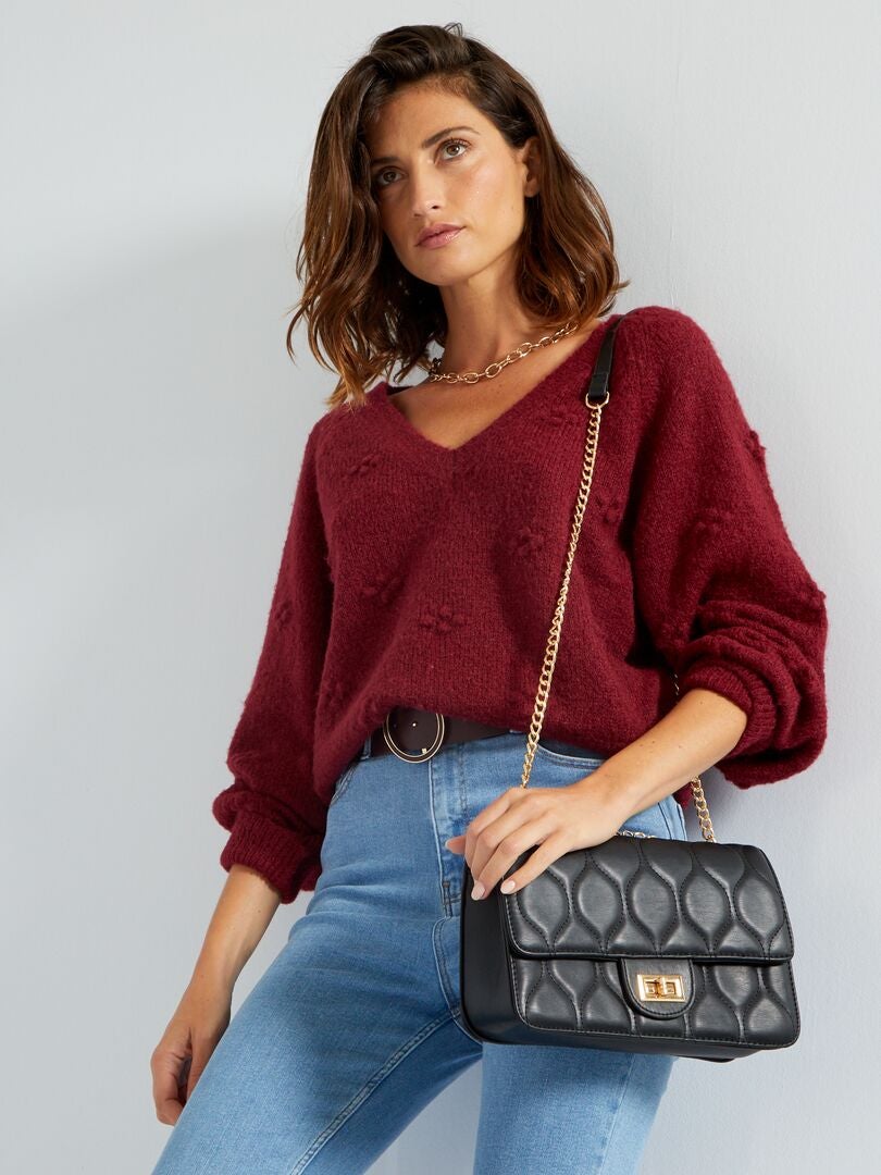 Pull En Maille Fantaisie Jdy Bordeaux Kiabi