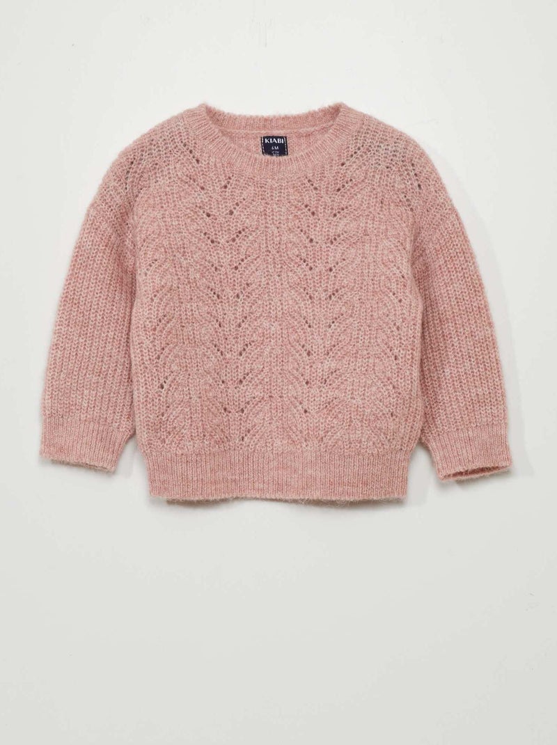 Pull en maille fantaisie Rose - Kiabi