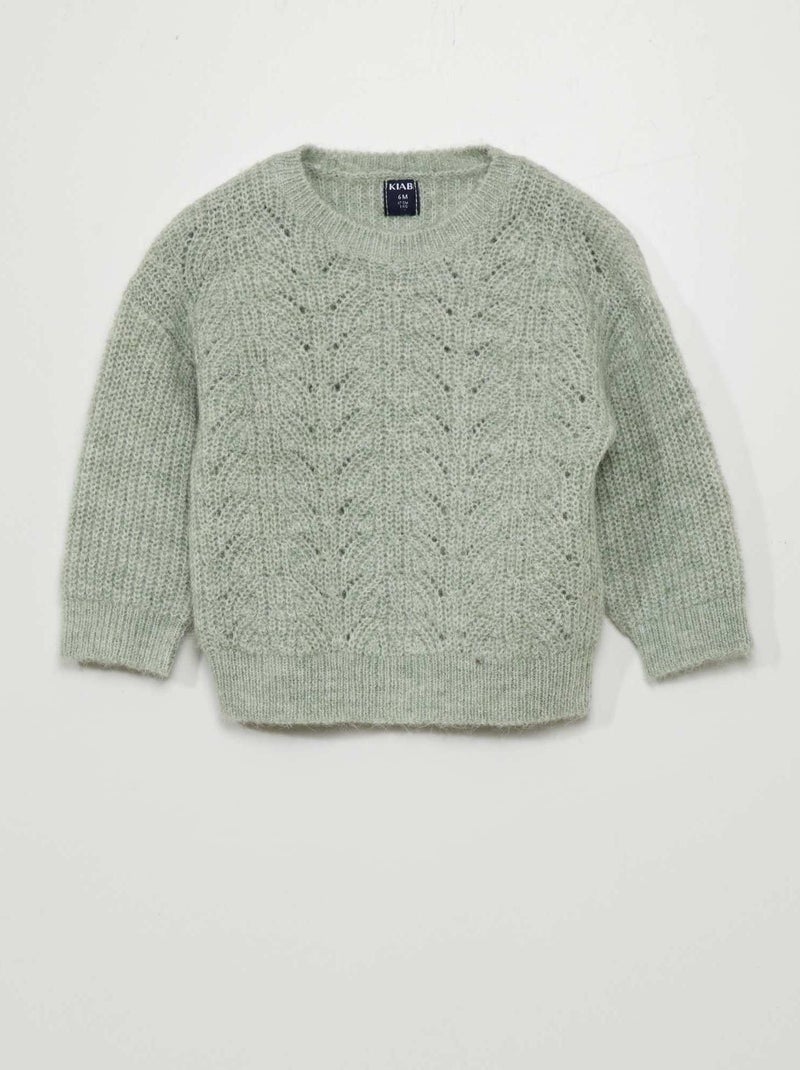 Pull en maille fantaisie Vert - Kiabi