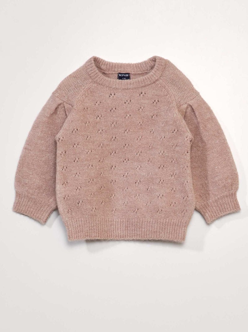 Pull en maille fantaisie Vieux rose - Kiabi