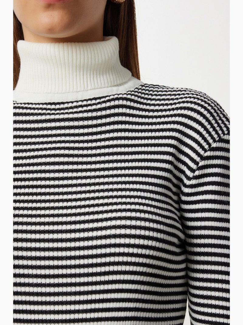 Pull en maille femme istanbul Noir Blanc - Kiabi