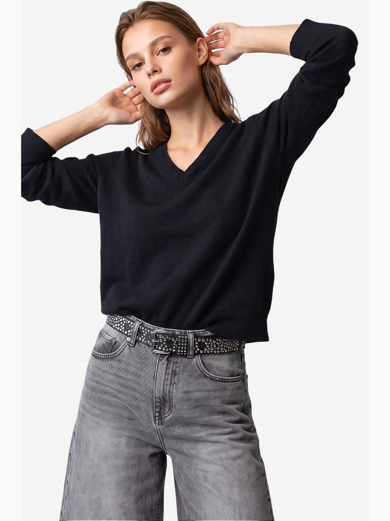 Pull en maille femme mixray Noir - Kiabi