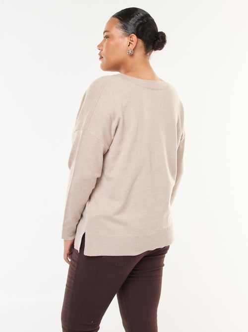 Pull en maille fine avec col V - Kiabi