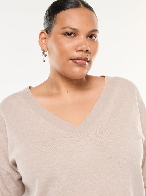 Pull en maille fine avec col V - Kiabi