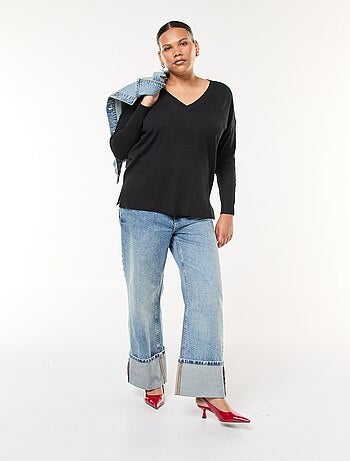 Pull en maille fine avec col V