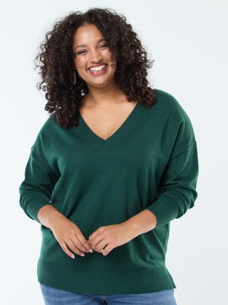 Pull en maille fine avec col V