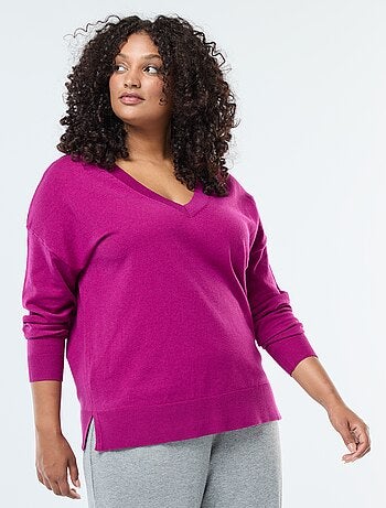 Pull en maille fine avec col V