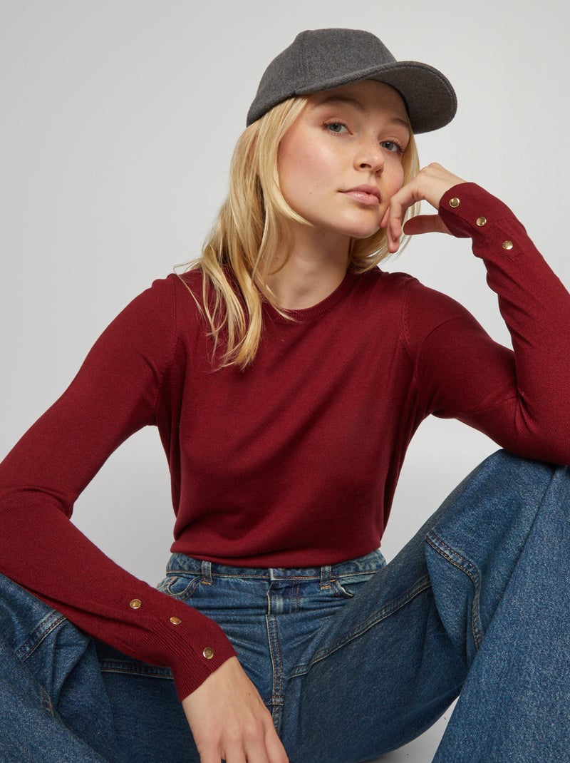 Pull en maille fine Bordeaux - Kiabi