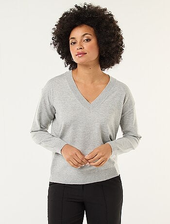 Pull en maille fine col V