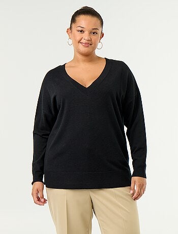 Pull en maille fine col V