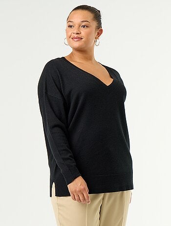 Pull en maille fine col V