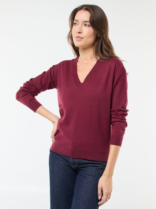 Pull en maille fine col V - Kiabi