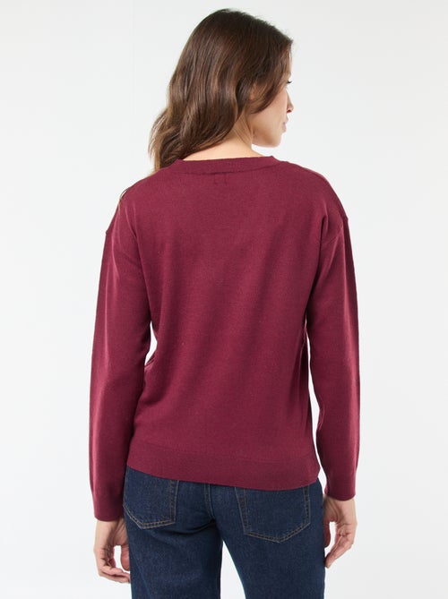Pull en maille fine col V - Kiabi