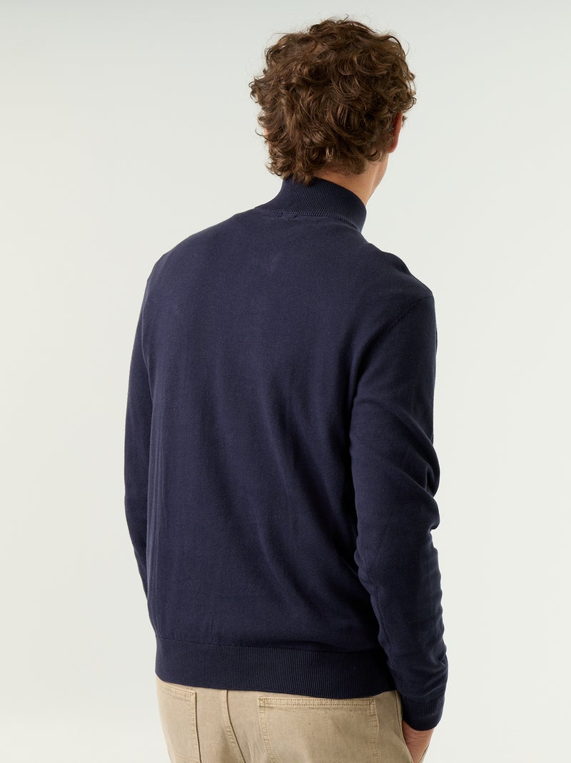 Pull en maille fine jauge avec col camionneur Bleu - Kiabi