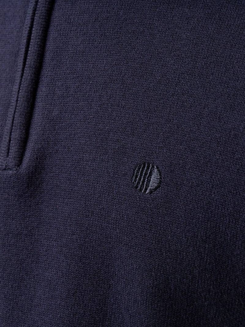 Pull en maille fine jauge avec col camionneur Bleu - Kiabi