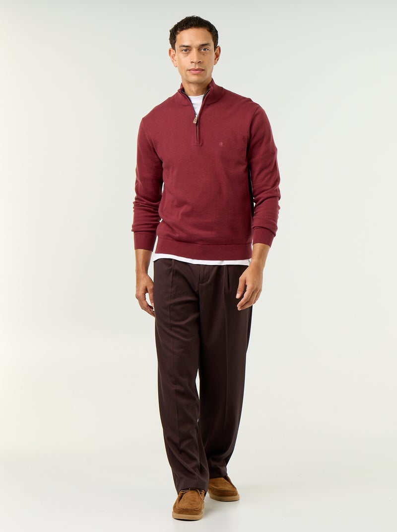 Pull en maille fine jauge avec col camionneur Rouge - Kiabi