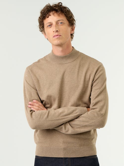 Pull en maille fine jauge avec col montant - Kiabi