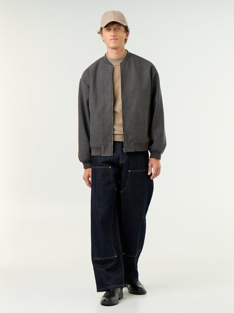 Pull en maille fine jauge avec col montant Marron - Kiabi