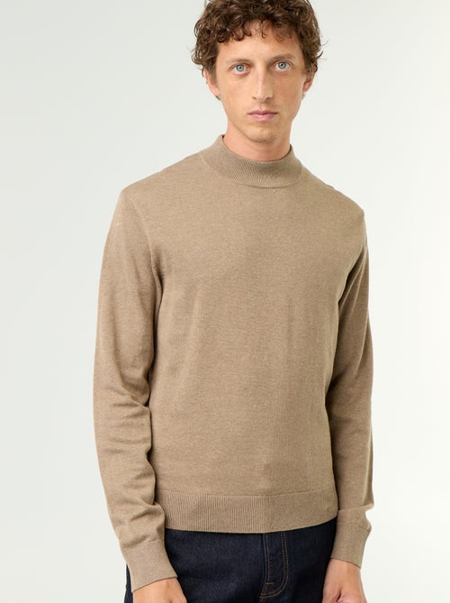 Pull en maille fine jauge avec col montant - Kiabi