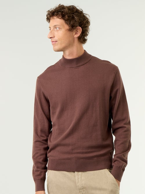 Pull en maille fine jauge avec col montant - Kiabi