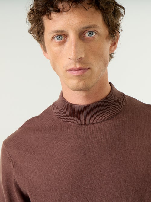 Pull en maille fine jauge avec col montant - Kiabi