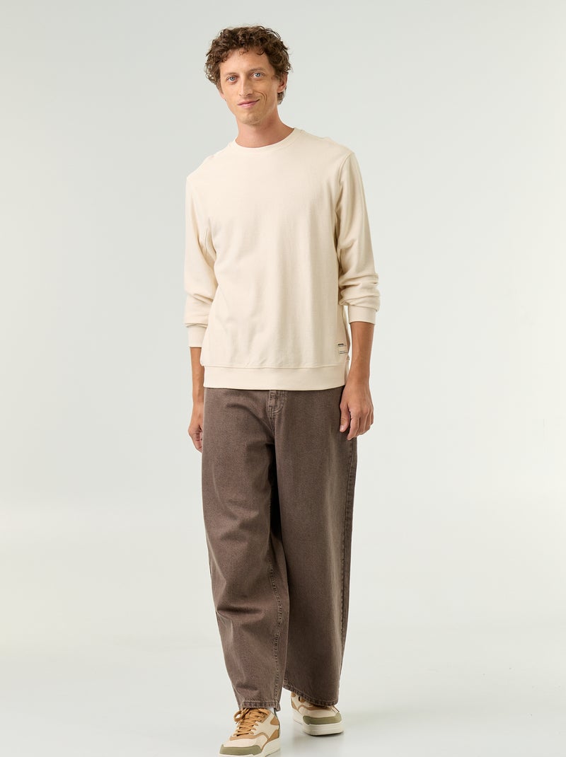 Pull en maille fine jauge côtelée Blanc - Kiabi